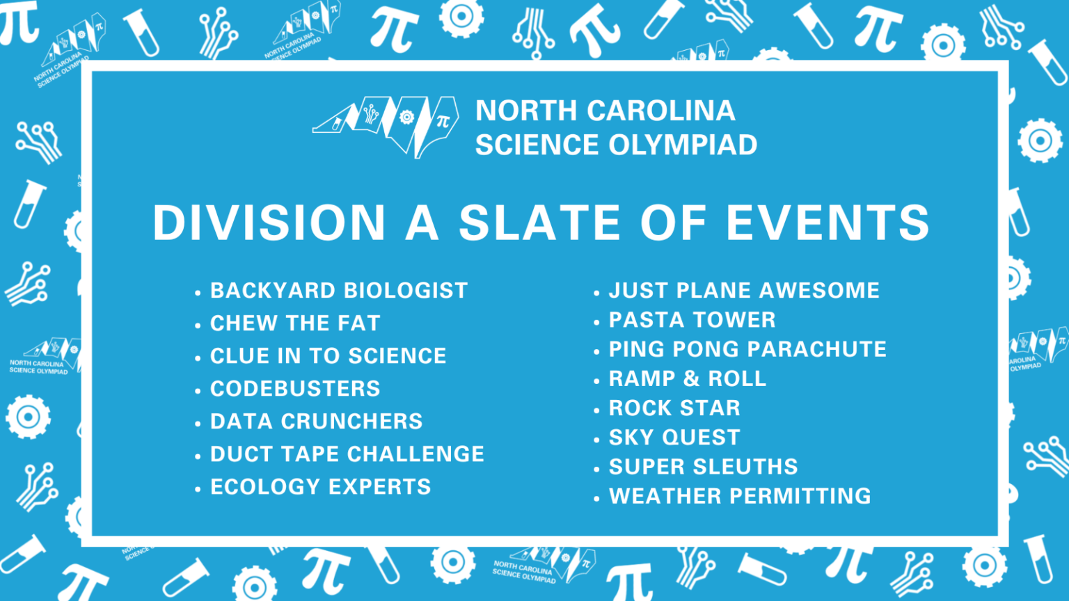 2025 Slate of Events NC Science Olympiad